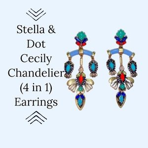 Stella & Dot Cecily Chandelier 4 in 1, Tropical, Colourful Earrings